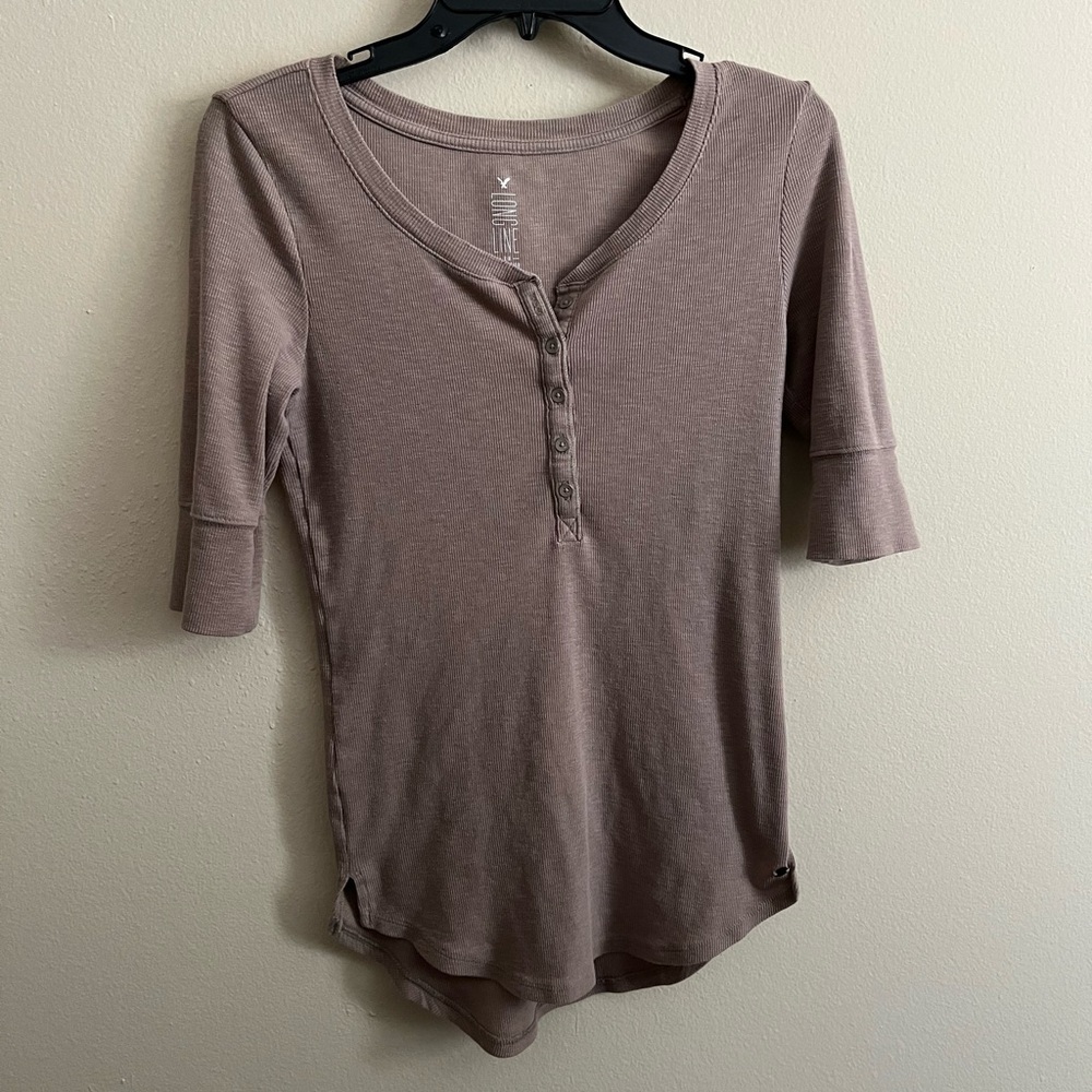 AEO Ribbed Long Line 3/4 Tee